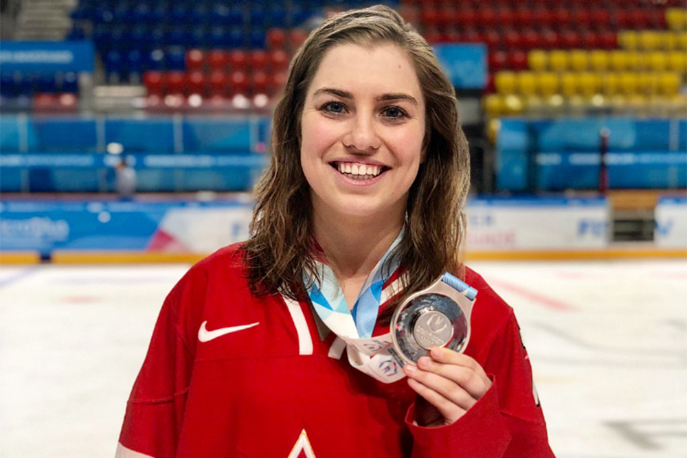 Kelly Nauboris, silver medal winner in women's hockey at the 2019 FISU Winter Universiade in Krasnoyarsk, Russia.