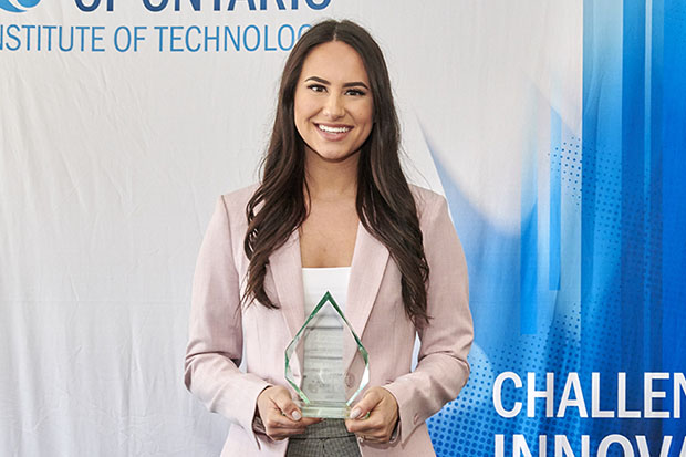 PhD candidate Sarah Habibi won the university's 2019 Three Minute Thesis competition on March 20. She will represent Ontario Tech University at the provincial championship on April 17 in Hamilton, Ontario.