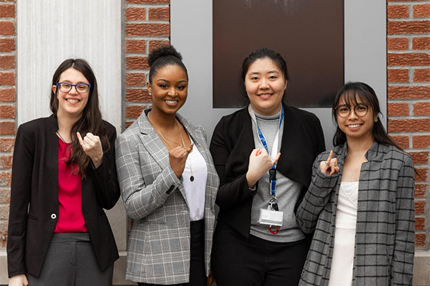 Members of Faculty of Engineering and Applied Science class of 2019. From left: Stephanie Hill (Mechanical Mechatronics Engineering), Jaide Wilkinson (Mechanical Engineering), Pamela Xu Ting She (Mechanical Engineering), Vanessa Villagracia (Mechanical Engineering).