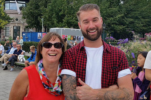 Dr. Barbara Perry, Professor, Faculty of Social Science and Humanities (left) with Dr. Ryan Scrivens, Assistant Professor, Michigan State University (image taken during break at 2016 criminology conference in Stockholm, Sweden). Dr. Scrivens earned his undergraduate and master's degrees in Criminology at the University of Ontario Institute of Technology and was mentored by Dr. Perry.