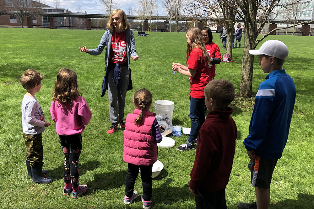 Children playing with bottle rockets at Science Rendezvous