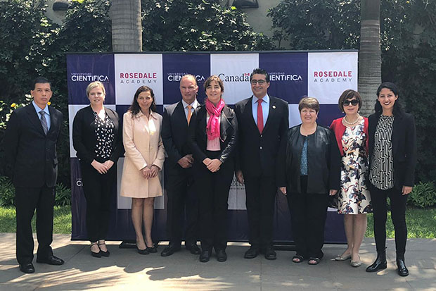 Delegates from Ontario Tech University joined representatives from Universidad Cientifica del Sur and Rosedale Academy for a launch ceremony at the Embassy of Canada to Peru in celebration of their recent partnership.