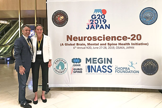 Dr. Pierre Côté, Canada Research Chair in Disability Prevention and Rehabilitation, Ontario Tech University (left) with research colleague Dr. Margareta Nordin, Professor, New York University, at the G20+/N20+ conference in Osaka, Japan (June 2019). 