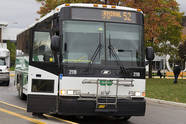Public transit bus loop at Ontario Tech University's north Oshawa location.