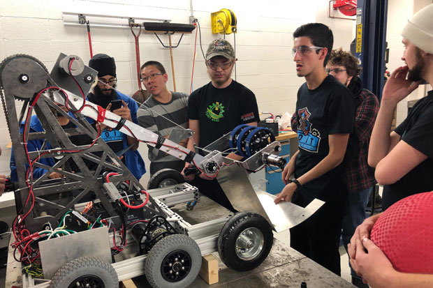 Students competing in the January 2019 edition of the Robot in 3 Days competition at Ontario Tech University.