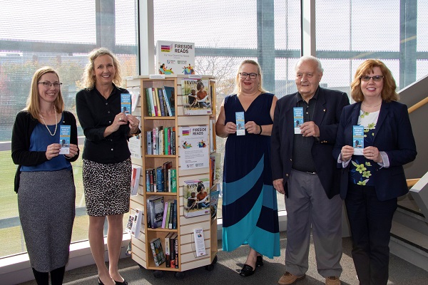 From left: Ontario Tech University’s Emily Tufts, Associate Librarian, and Catherine Davidson, University Librarian, with Oshawa Public Libraries’ Beckie MacDonald, Manager; Doug Thomson, Board Chair; and Frances Newman, Chief Executive Officer.