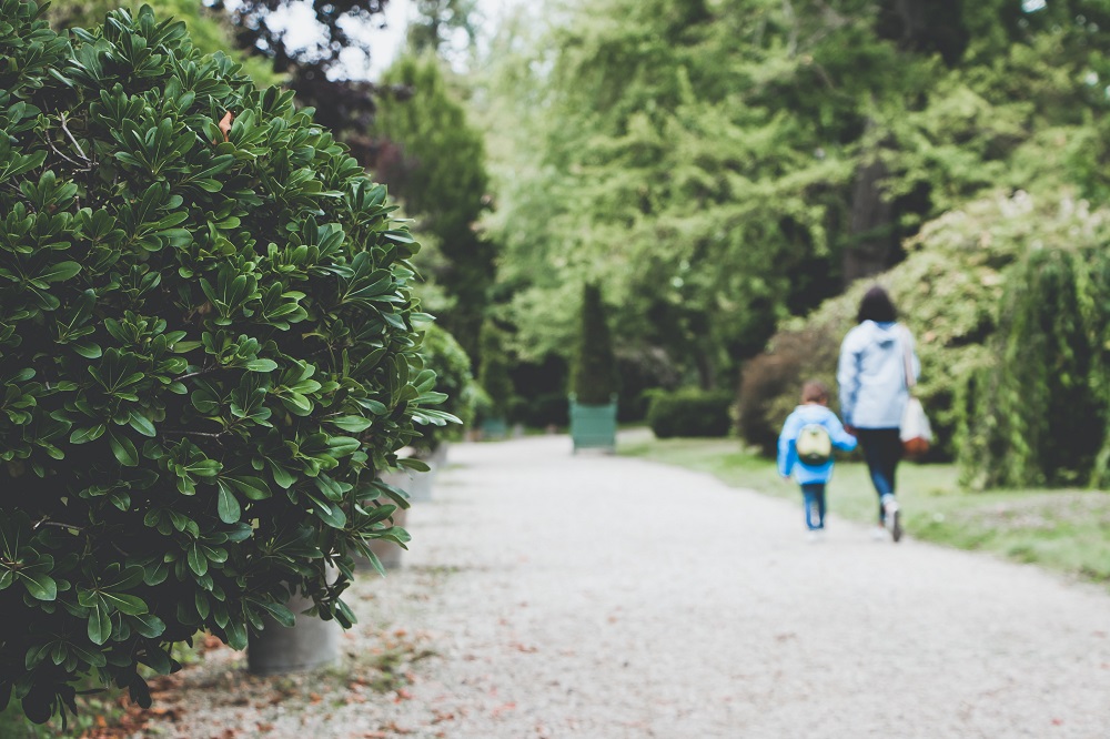 Parent and child walking