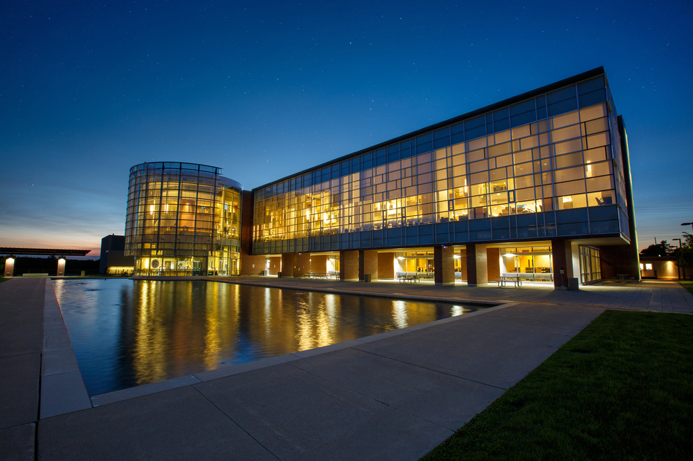 North Oshawa Campus Library at Ontario Tech University - evening shot