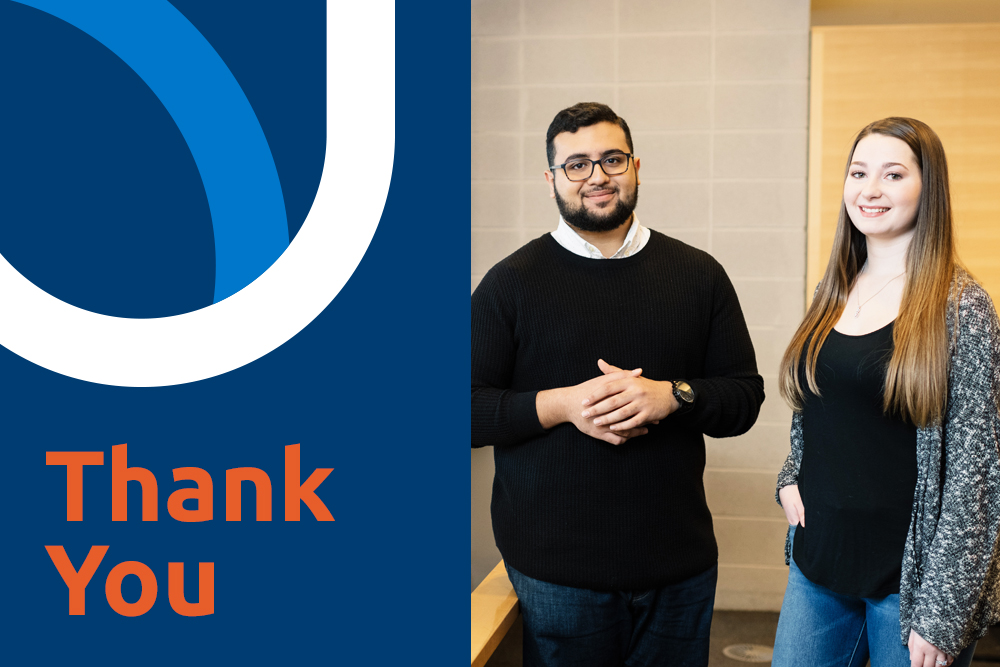 Thanks to the generosity of our donors, Ontario Tech University students received the support and encouragement they needed to continue to focus on their studies.