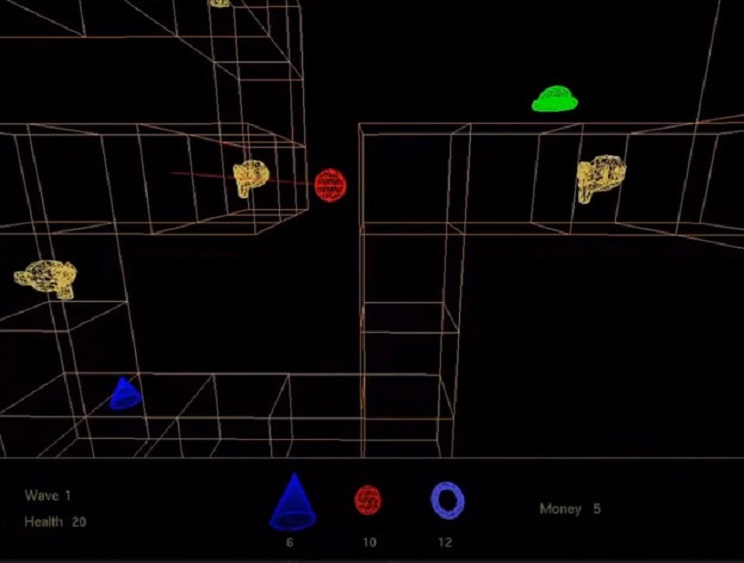 Screenshot of Rob Savaglio's tower-defence game.