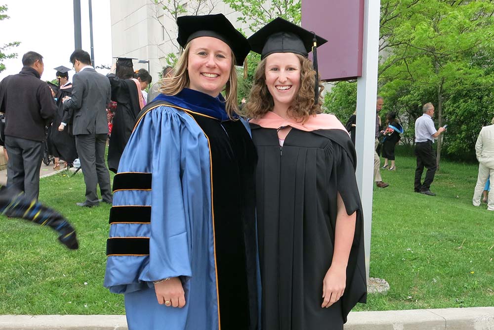 Convocation 2014 at Ontario Tech, with Faculty of Health Sciences master's degree supervisor, Dr. Meghann Lloyd.