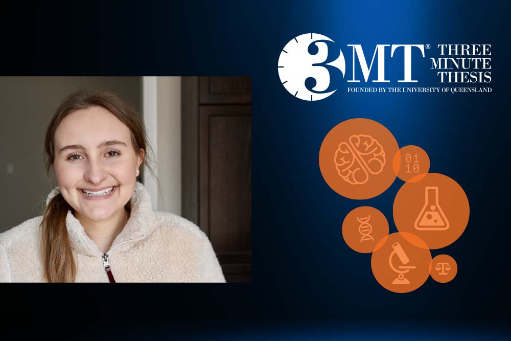 2022 Ontario Three Minute Thesis champion: Emmeline Meens Miller, Ontario Tech University Master of Health Sciences (Kinesiology) candidate.