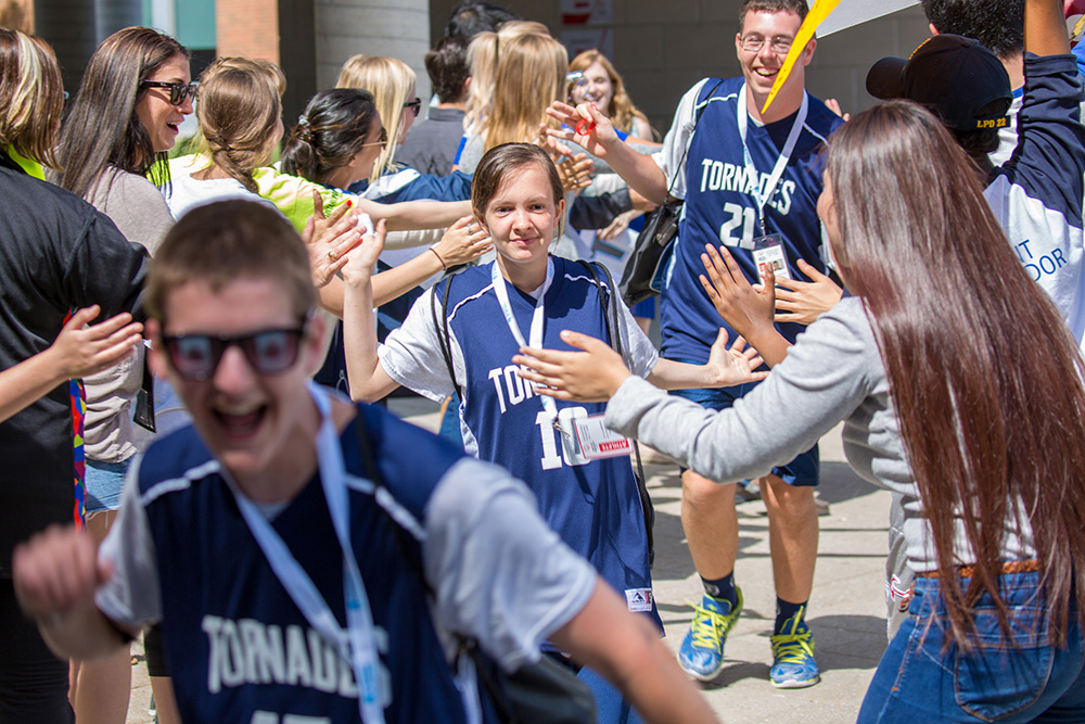 Athletes arriving at the 2019 Special Olympics Ontario High School Provincial Championships in Oshawa.