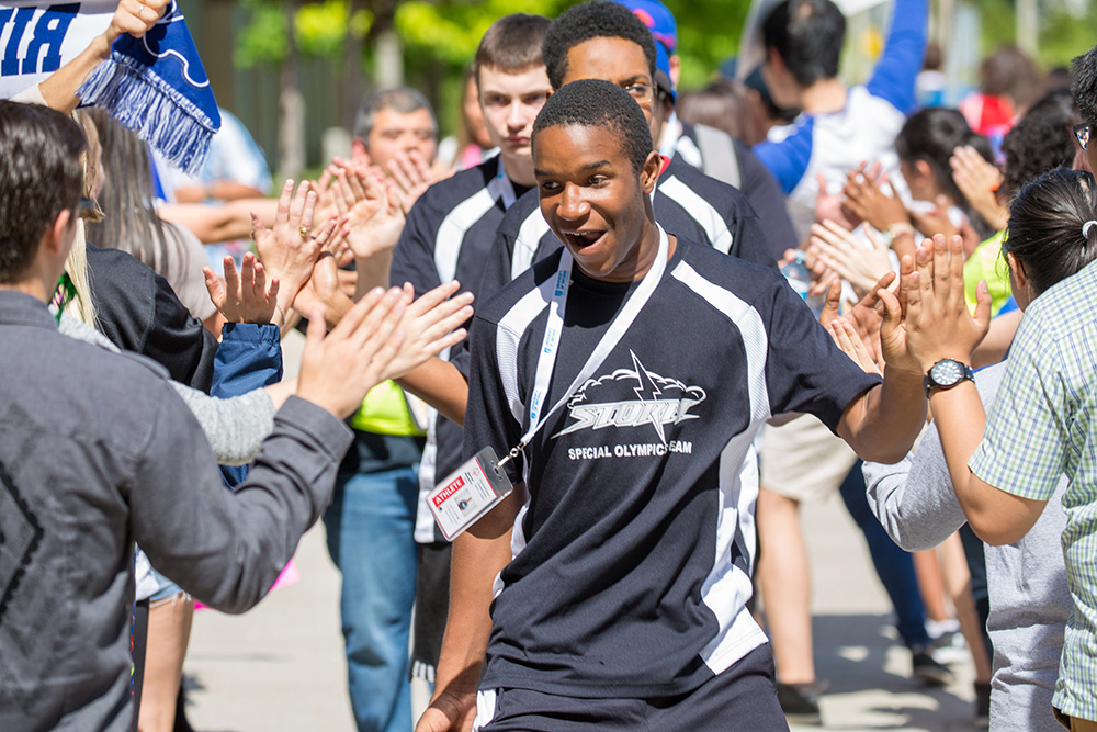 Athletes arriving at the 2019 Special Olympics Ontario High School Provincial Championships in Oshawa.