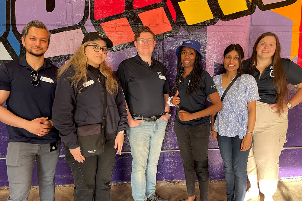 From left: Ontario Tech Alumni Association Council members Muhammad Mahad, Patil Mksyartinian, Keiver Goodwin, Tyra Gordon, Astrid DeSouza, Kait Gambier