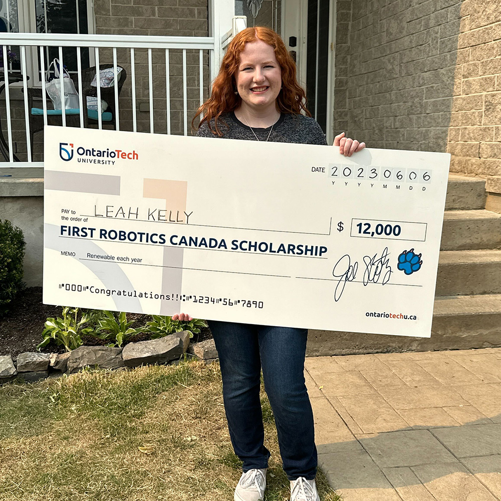 Leah Kelly, FIRST Robotics Canada Scholarship (Mechatronics Engineering and Co-op).