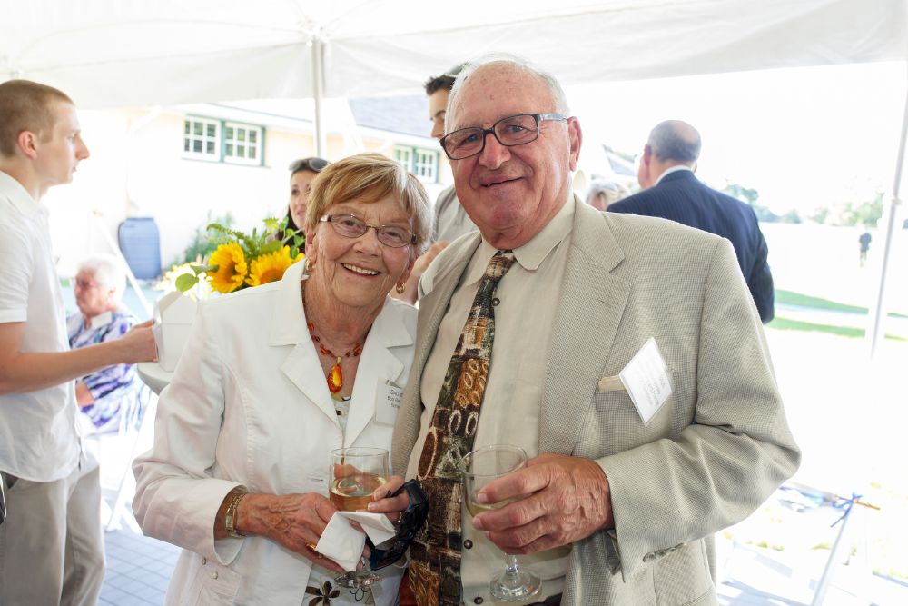 Sallie and Bob Baun attending a Donor Appreciation Reception at Windfields Farm (June 19, 2014).