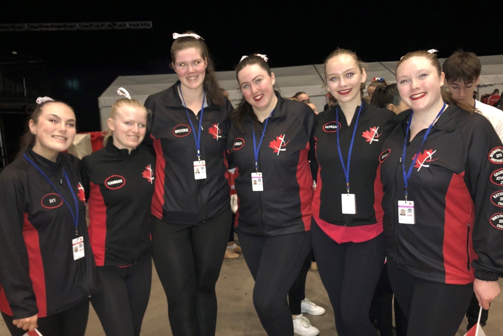 From left: Ivy Bell, Hannah Lywood, Brooke Randall, Cassidy Doherty, Morgan Dixon, Sarah Doherty are competing for Canada at the International Baton Twirling Federation’s Nations Cup and World Championship in Liverpool, England from August 4 to 13.