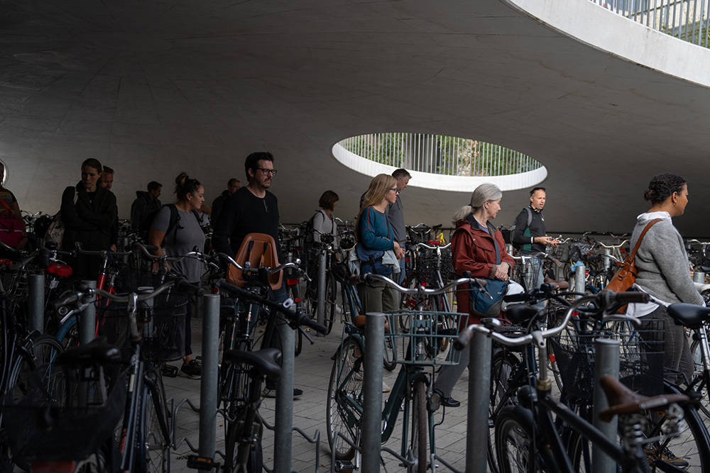 Ontario Tech researchers visited this bicycle parking area at Denmark’s University of Copenhagen that also allows for water collection from cloud bursts. This is an example of how architects are integrating climate adaptations into their designs, making public spaces more visually appealing, and multi-purpose.