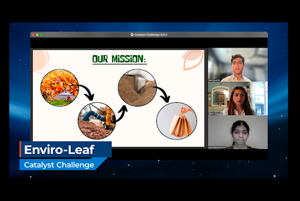 Screen-capture image of Enviro-Leaf presentation at 2023 Ontario Tech University Brilliant Catalyst Challenge.