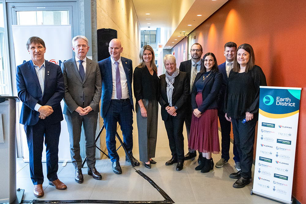 image of Memorandum of Understanding signing ceremony between Alstom and Earth District representatives (at Ontario Tech University, October 30, 2023).