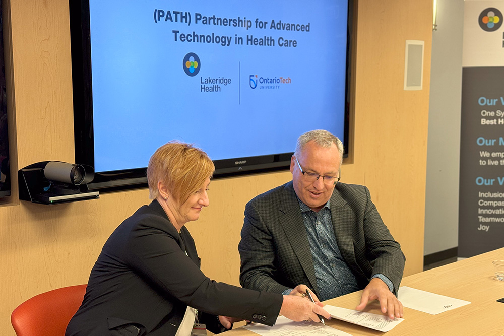 Ceremony to announce the Partnership for Advanced Technology in Health Care (PATH) by Lakeridge Health and Ontario Tech University (October 10, 2024).