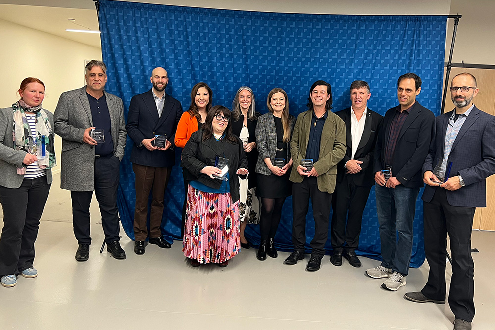 Back row, from left: Dr. Olena Zenkina; Dr. Ahmad Barari; Dr. Bobby Stojanoski; Dr. Winnie Sun; Dr. JoAnne Arcand; Dr. Lindsay Malloy; Dr. Jean-Paul Desaulniers; Dr. Les Jacobs, Vice-President, Research and Innovation; Dr. Amirali Salehi-Abari; Dr Bill Kaprolos. Front row: Dr. Robyn Ruttenberg-Rozen. Absent: Dr. Ibrahim Dincer (October 29, 2024).