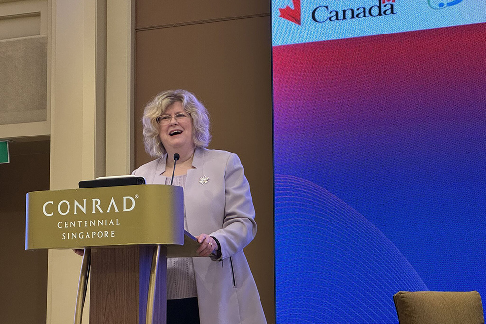 Dr. Ann Marie Vaughan, President and CEO, Humber Polytechnic , speaking at the Canada-in-Asia Conference (Singapore, February 20, 2025).