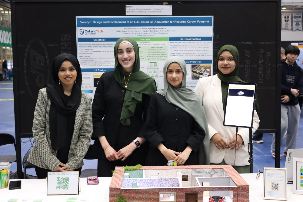 From left: Second-place ECSE team members Rushda Khan, Zainab Ahmed, Yara Mahmoud, and Nuha Haq.