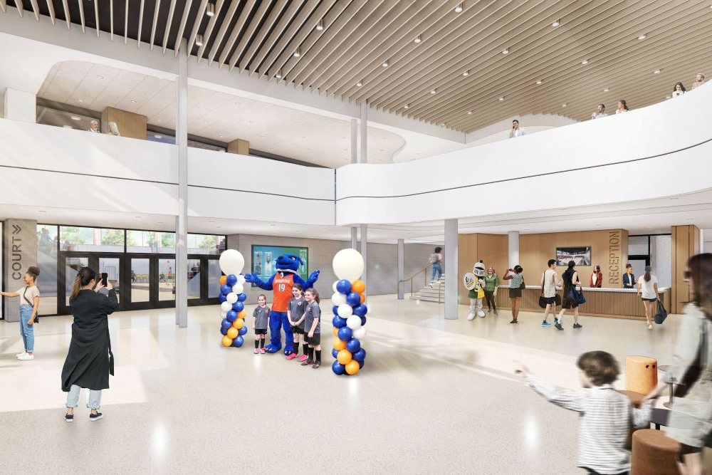 Artist's rendering of the Campus High-Performance Complex main lobby.