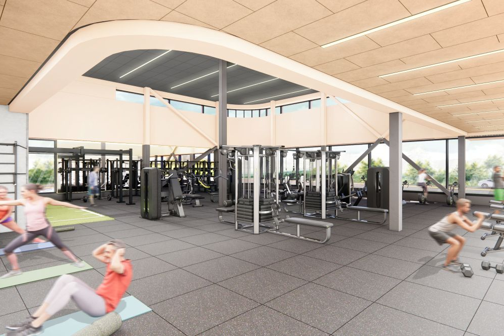 Artist's rendering of the Campus High-Performance Complex strength and conditioning area.